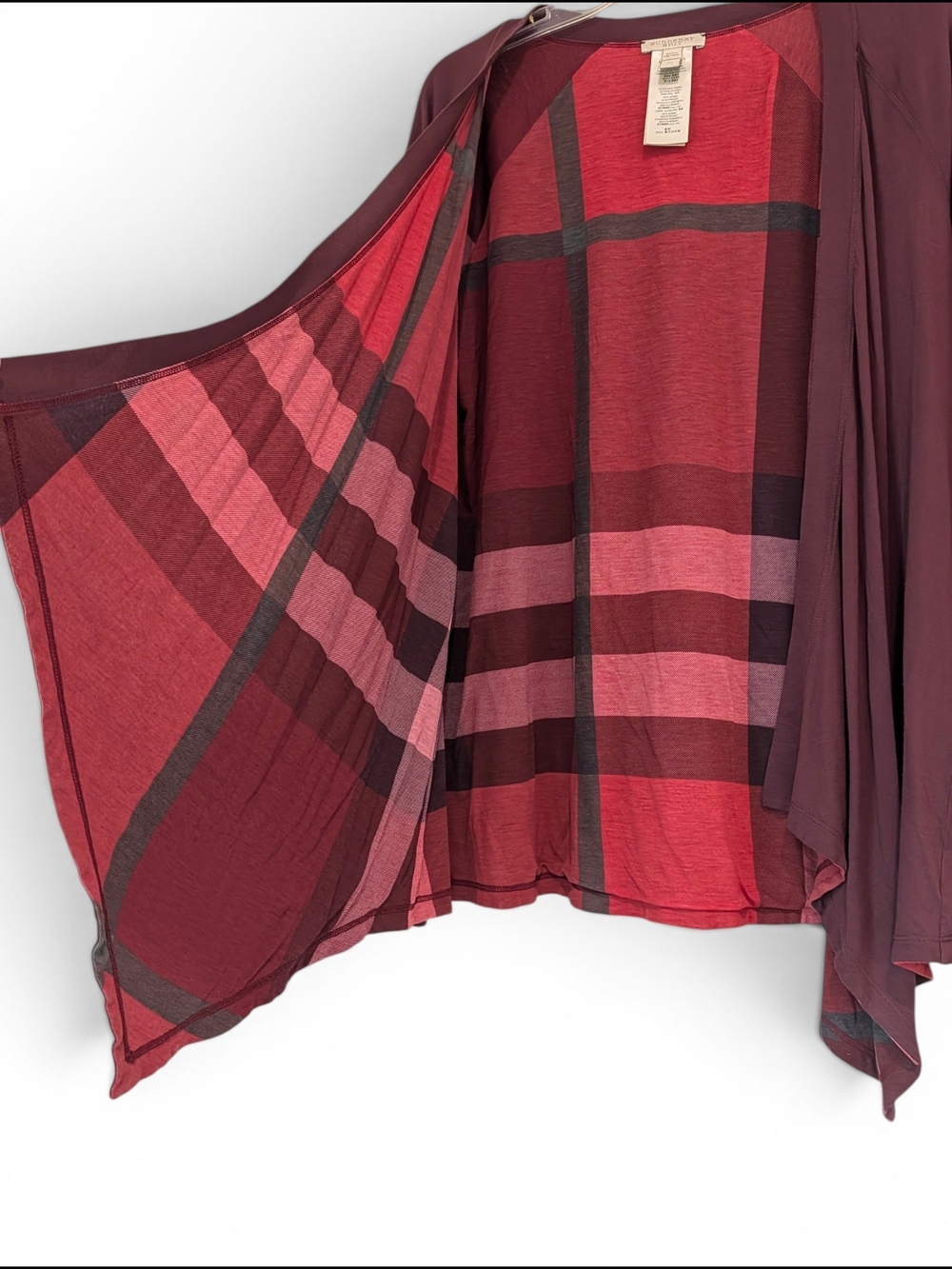 Burberry Brit Drape Reversible Red Lightweight Cardigan Sweater Size XL - Picture 3 of 8